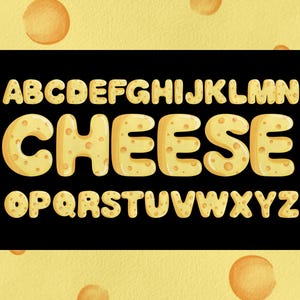 Police 3D fromage PNG SVG, clipart fromage, alphabet alimentaire, lettres fromage et sublimation, monogramme, conception numérique, alphabet imprimable