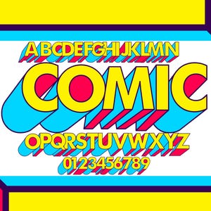 Pacote de clipart de letras em quadrinhos 3D PNG SVG, fonte em quadrinhos, alfabeto em quadrinhos, fonte 3D, monograma, rabisco desenhado à mão, conjunto alfa de sublimação