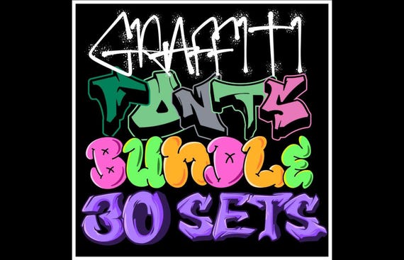 30 Graffiti Font Alphabet Sets: Urban Clipart (SVG & PNG) - Etsy