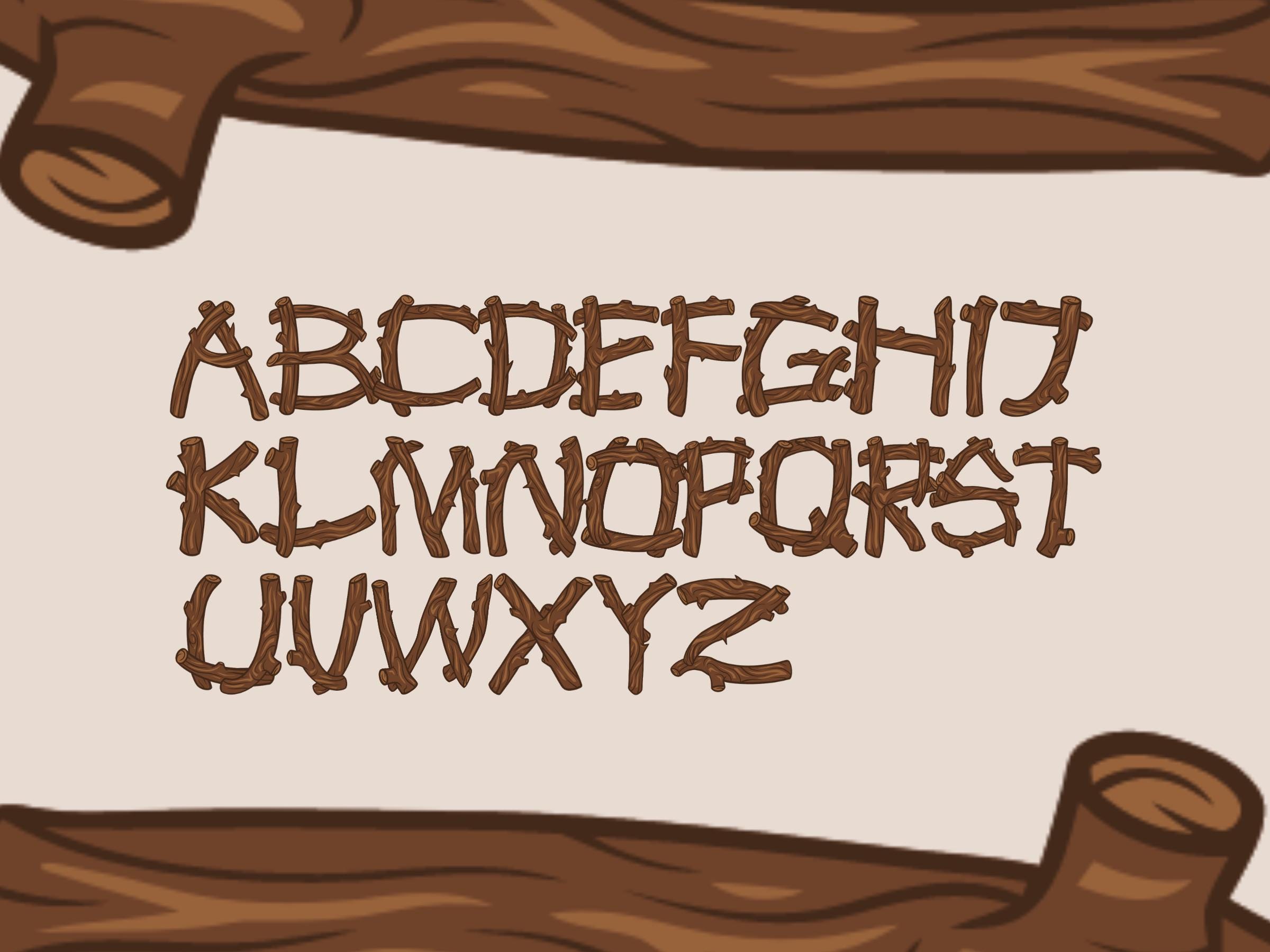 Font Kayu Rustic Wood Font Clipart: PNG SVG Alphabet Bundle - Etsy