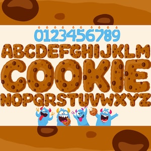 Cookie Font Clipart PNG SVG Bundle, Cookies Font Svg, Letras de comida, Biscuit Alphabet Font Svg, Cookie Monster Font, Chocolate cookie svg