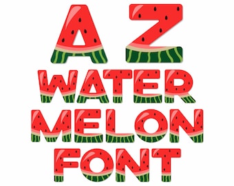 Watermelon Letters PNG SVG Clipart Bundle, Watermelon Alphabet, Watermelon Font Svg, Doodle, Fruit Font, Fruit Letters, Fruit Alphabet