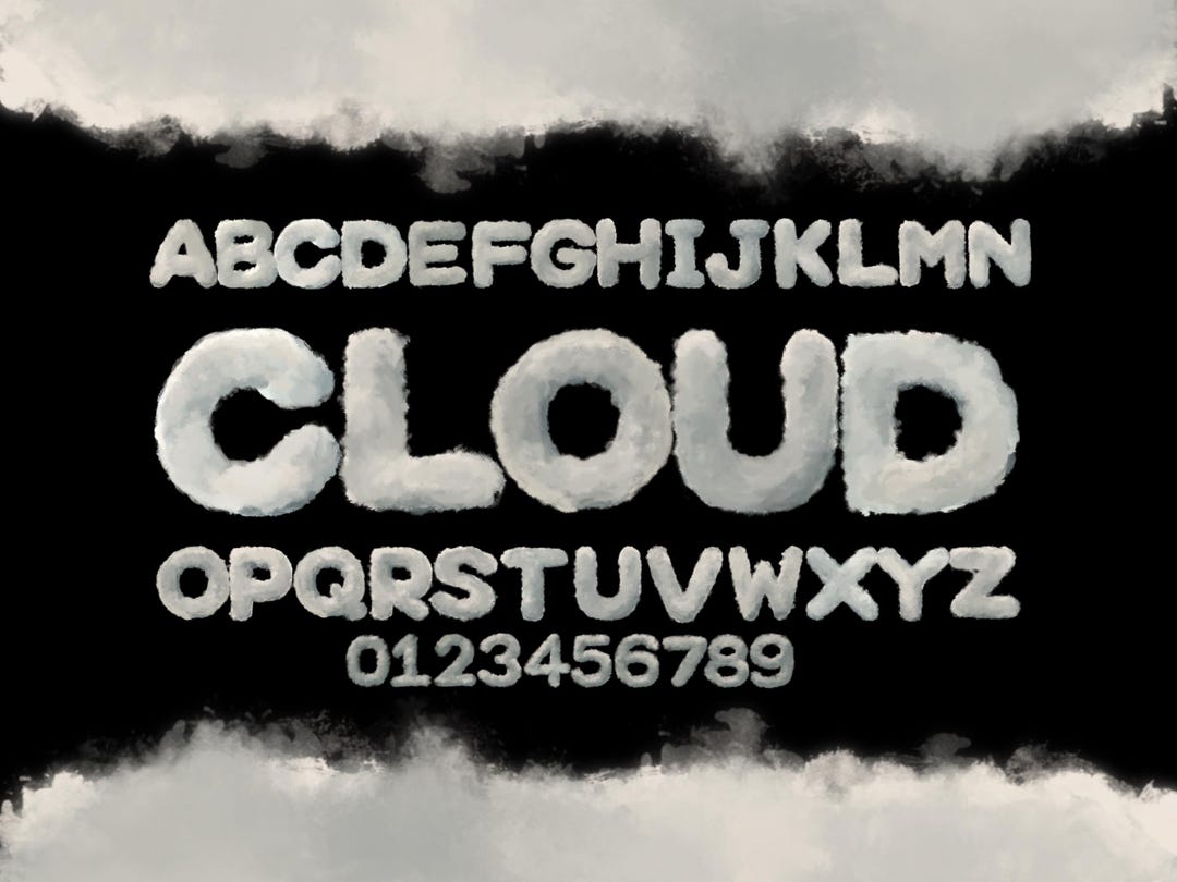 3D Cloud Letters PNG SVG Clipart Bundle, Cloud Alphabet, Cloud Font Svg ...