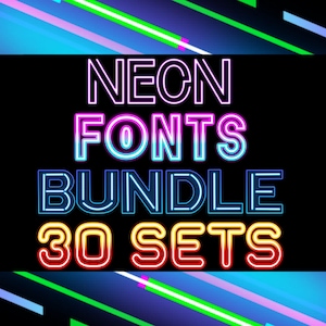 Pacote de Cliparts PNG SVG de Letras de Neon, Alfabeto de Neon, Fonte de Neon SVG, Monograma de Neon, Doodle de Neon, Fonte de Sinal de Neon, Letra de Sinal de Neon, Fonte de LED