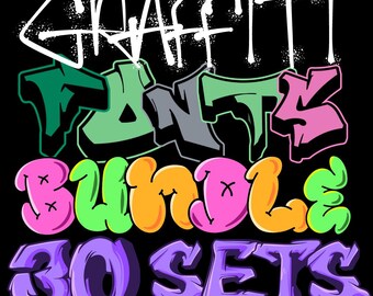 30 Graffiti Font Alphabet Sets: Urban Clipart (SVG & PNG) - Etsy
