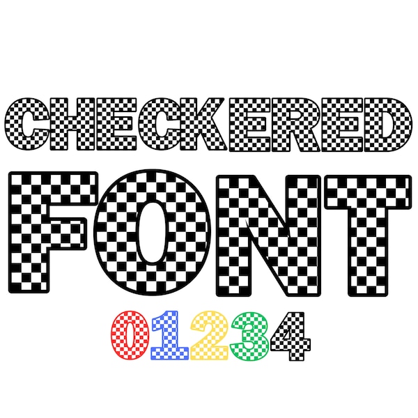 Checkered Letters Clipart PNG SVG Bundle, Checkered Alphabet, Checkered Font, Monogram, Doodle, Sublimation, Printable Racing Alphabet