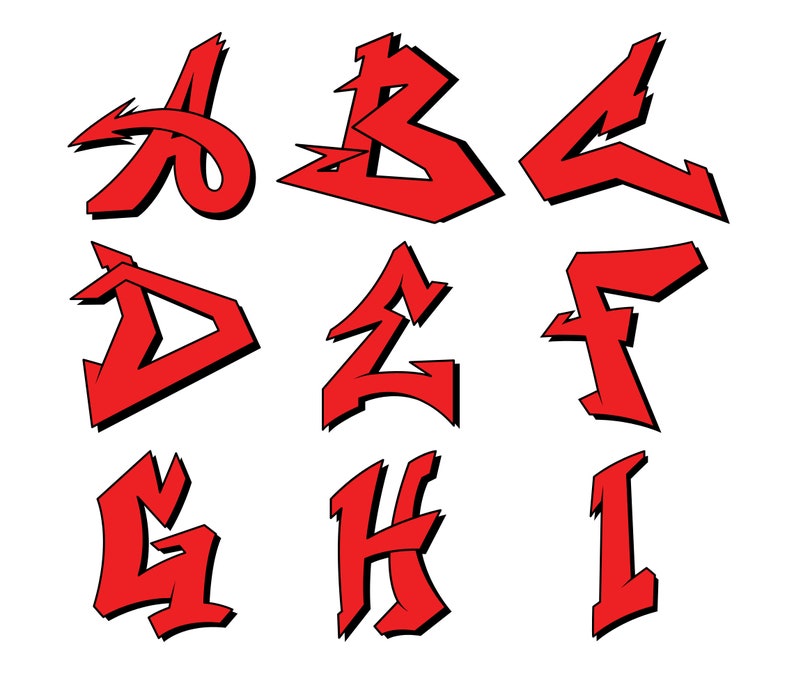 Graffiti Letters Clipart PNG SVG Bundle, Graffiti Font, Graffiti