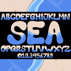 Beach Font Clipart: Ocean Alphabet PNG SVG Bundle