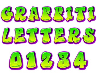 3D Graffiti Letters Clipart PNG SVG Bundle, Graffiti Font, Graffiti Alphabet, 3D Font, Monogram, Hand Drawn Doodle, Sublimation Alpha Set