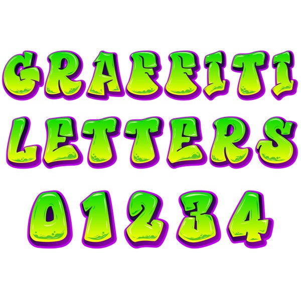 3D Graffiti Letters Clipart PNG SVG Bundle, Graffiti Font, Graffiti Alphabet, 3D Font, Monogram, Hand Drawn Doodle, Sublimation Alpha Set