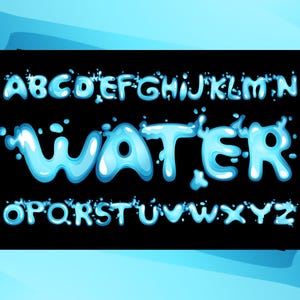 Water Letters Clipart: PNG SVG Alphabet Bundle (Digital Download)