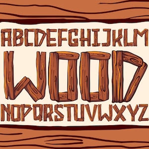 Houten lettertype clipart PNG SVG bundel, houten lettertype SVG, houten letters, rustieke alfabet lettertype SVG, sublimatie clipart lettertype, doodle letters