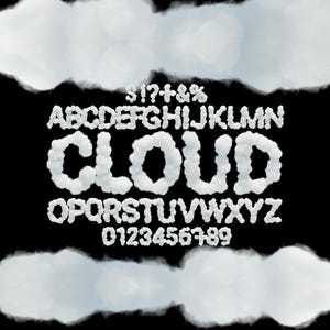 3Dクラウド文字PNG SVGバンドル：アルファベット、数字、句読点