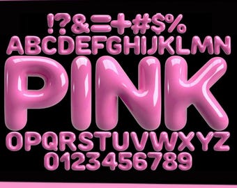 3D Bubbly Pink Alphabet Clipart: PNG SVG Font Bundle