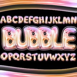 3D Bubbly Holographic Buchstaben Clipart PNG SVG Bundle, Bubbly Schrift, Bubbly Alphabet, 3D Schrift, Monogramm, Doodle, Sublimation, druckbarer Buchstabe