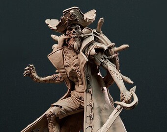 Zombie Pirate (32 and 75mm can be scaled) - 3D STL File - 3D Design 3D Printer.