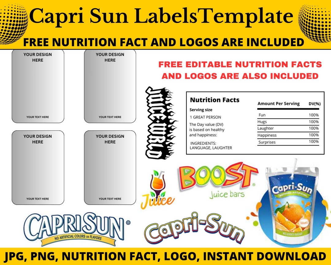 Capri Sun Templates Capri Sun Labels Capri Sun Label Templates Editable ...