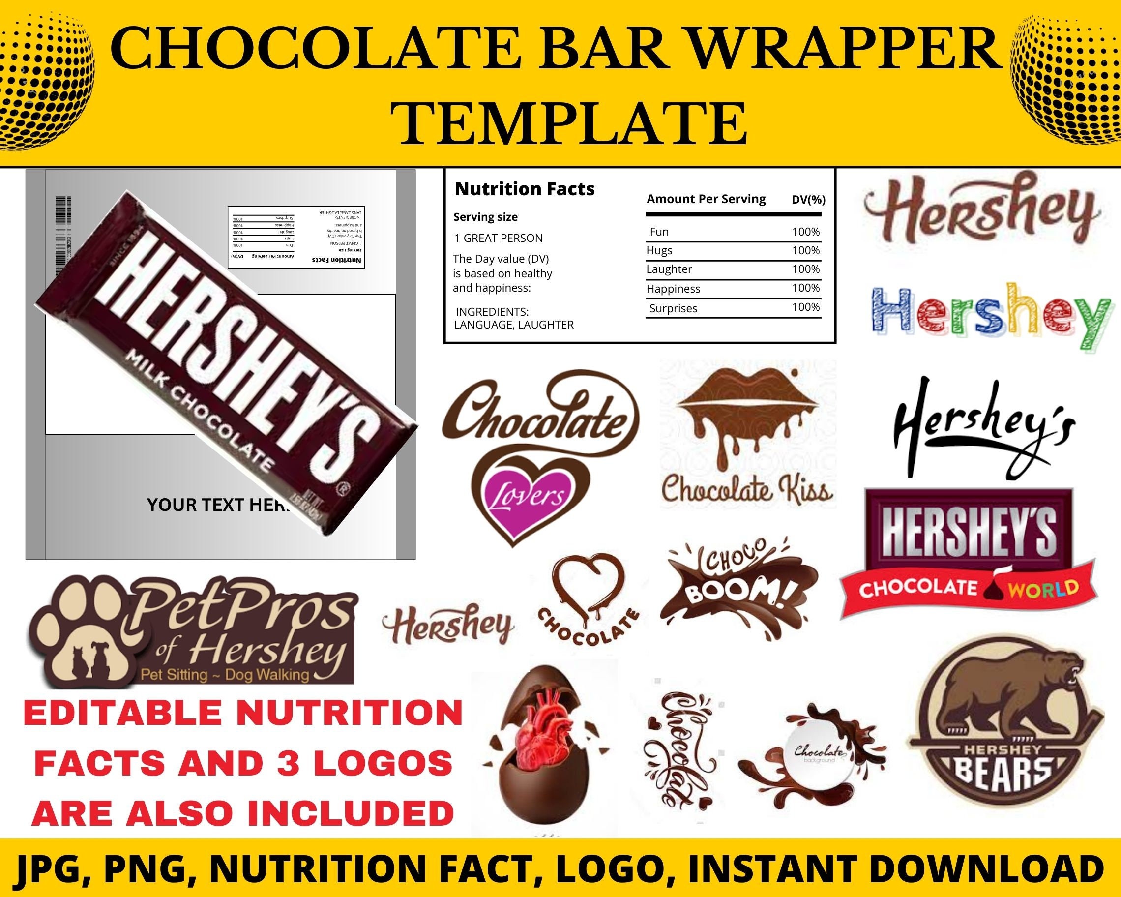 Hershey Bar Wrapper Template Hershey Bar Label Template Editable Hershey Bar Wrapper Template Hershey Bar Label Template Editable