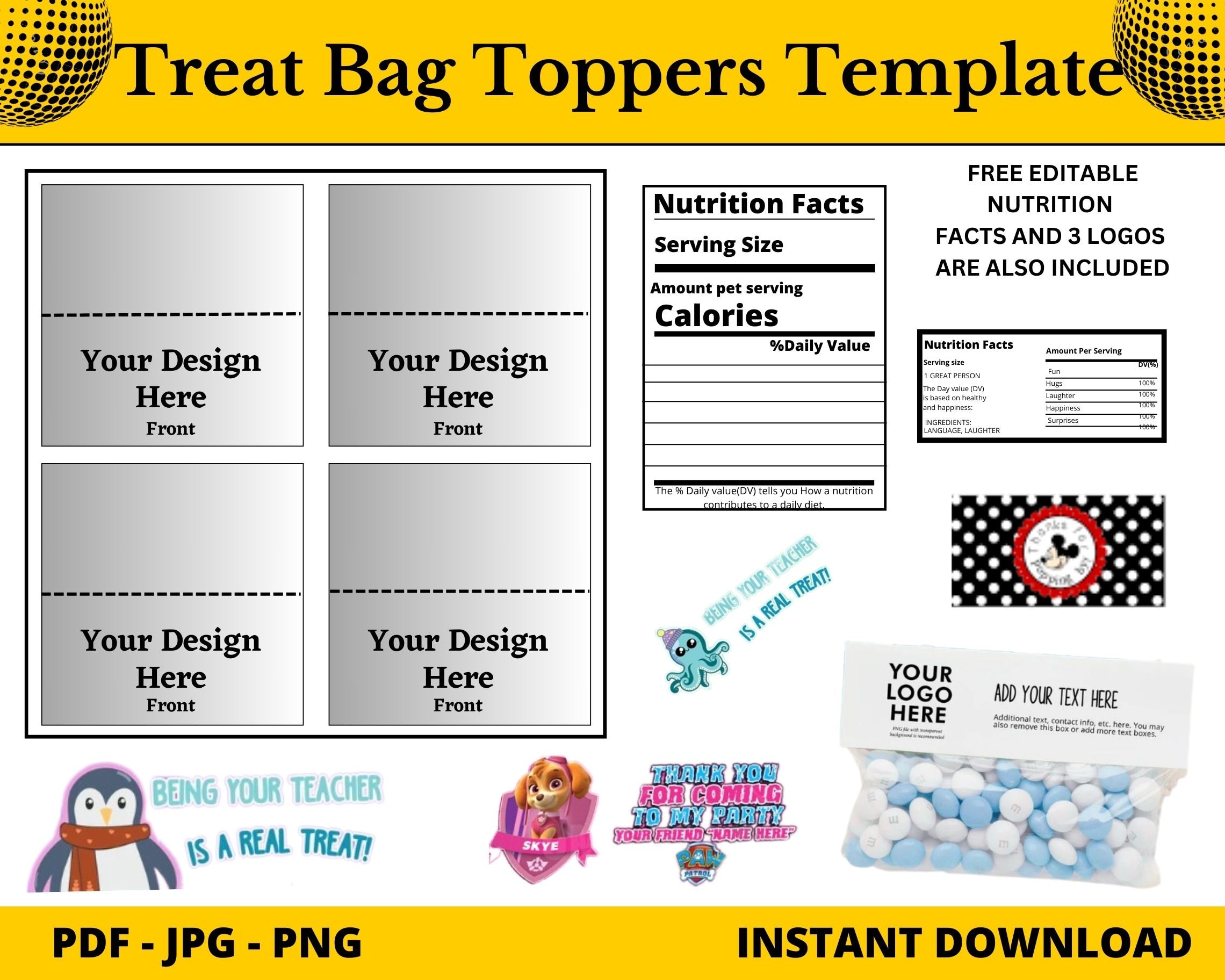 Treat Bag Topper Template Editable Bag Topper Canva Editable Template Treat Bag Topper Template Editable Bag Topper Canva Editable Template
