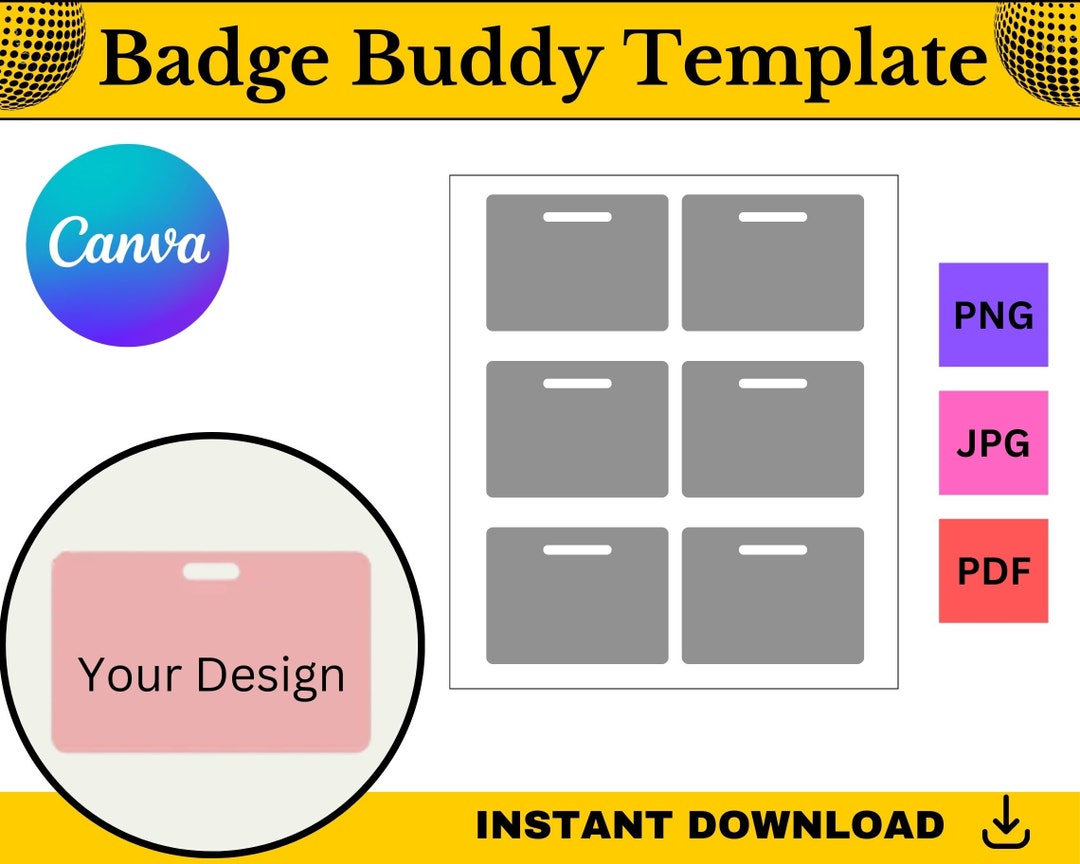 ID Badge Buddy Template, Id Badge Blank Template, Editable Badge Buddy ID Badge Buddy Template, Id Badge Blank Template, Editable Badge Buddy