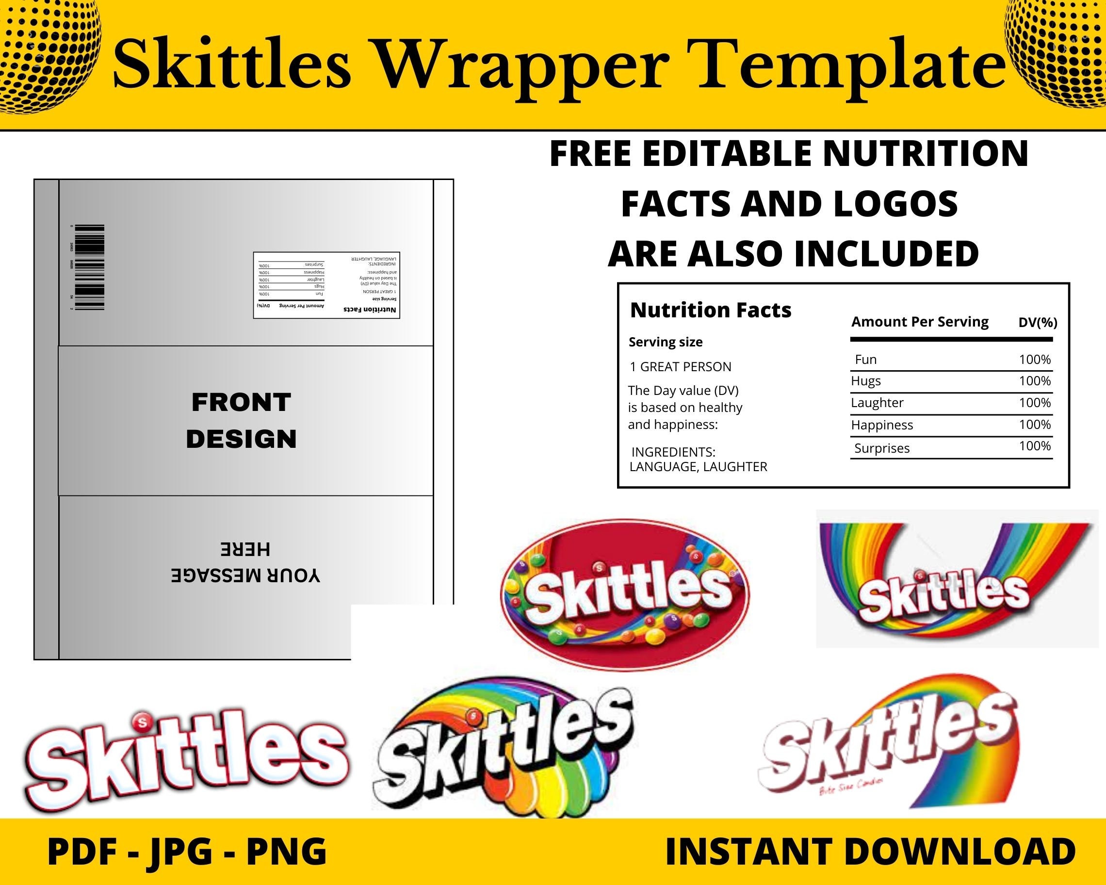 Skittles Wrapper Template Skittles Template Skittle Candy Template Chip