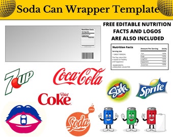Soda Can Label Template | Custom Wrapper Party Favor (Digital Download)