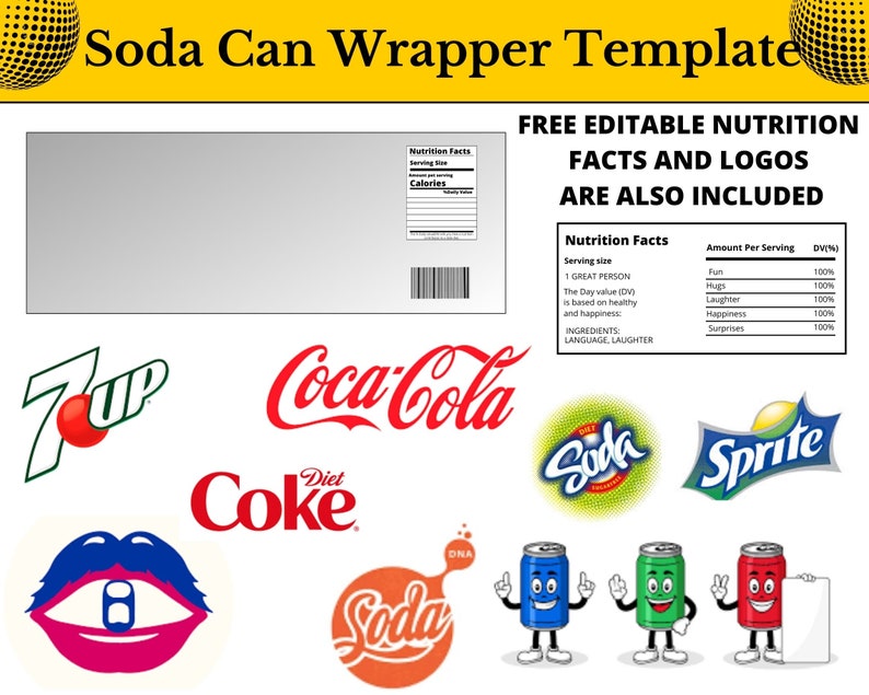 Soda Can Label Template Soda Can Wrapper Coca Cola Wrapper Custom Can