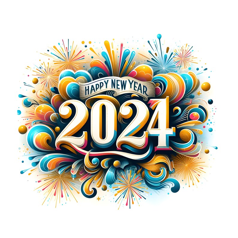 20 Happy New Year 2024 SVG Clipart New Years Decorations PNG New Years