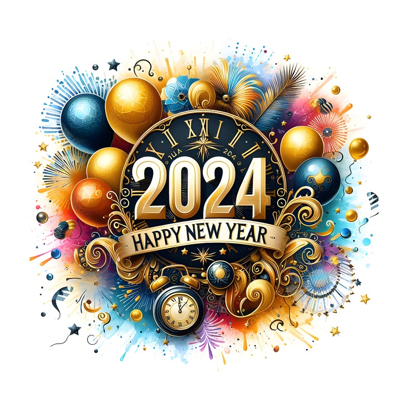 20 New Years Decorations PNG Happy New Year 2024 SVG Clipart New Years