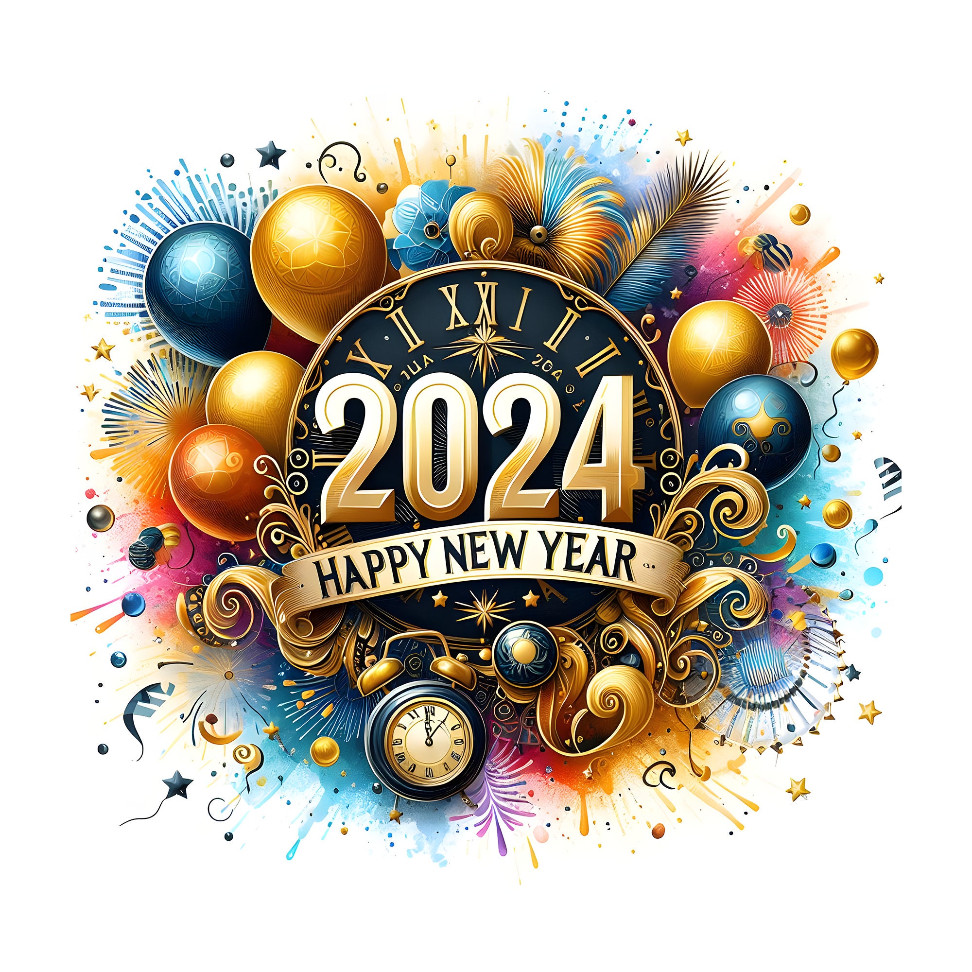20 New Years Decorations PNG Happy New Year 2024 SVG Clipart New Years