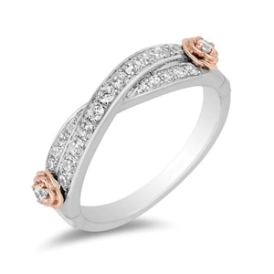 Enchanted Disney Belle Diamond Twist Anniversary Band Disney Fairytale Ring Elegant Propose Ring Stunning Engagement Ring in 14K White Gold