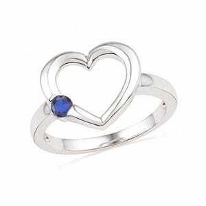 Vera Wang Love Collection Blue Sapphire Heart Ring in 14K White Gold Valentine Ring Propose Ring Darling Ring Lovely Romantic Rings For Her