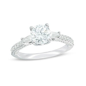 Vera Wang Love Collection 1 CT Round Brilliant Cut Diamond Engagement Ring Forever One Moissanite Engagement Ring Beautiful Three-stone Ring