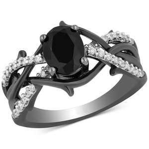 Enchanted Disney Villains Onyx & Diamond Maleficent Ring Disney Engagement Ring Antique Twist Ring Dainty Ring Glamorous Ring Dazzling Ring