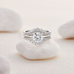 Remarkable Round Brilliant Cut Diamond Engagement Ring Guard Attractive Wedding Band Set Unique Bridal Set 925 Sterling Silver Ring Enhancer