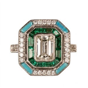 Bague trois pierres birman Art déco avec rubis et diamants millegrain serti lunette style vintage Art déco Proposer une bague édouardienne bagues de fiançailles pour femme