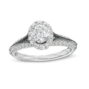Vera Wang Love Collection Limited Edition 1 CT Round Diamond Frame Wedding Ring in 14K White Gold Gorgeous Engagement Ring Stackable Ring