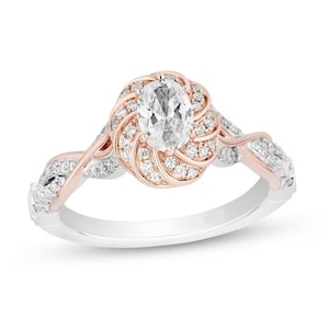 Enchanted Disney Rapunzel Oval Diamond Braid Frame Engagement Ring in Two-Tone 925 Silver Antique Twist Ring Fairytale Ring Handcrafted Ring