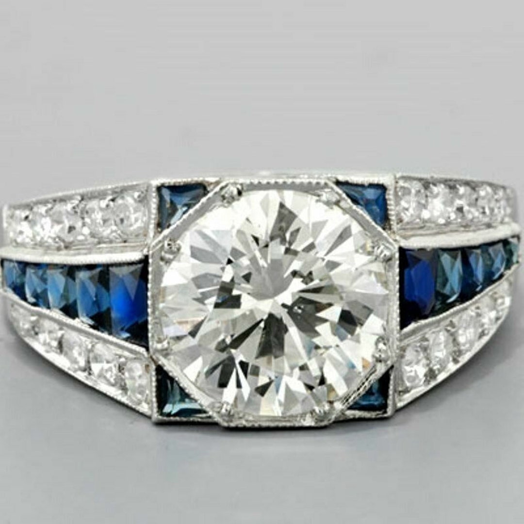1920's Vintage Art Deco Style Men's Engagement Ring Men's Half Eternity ...