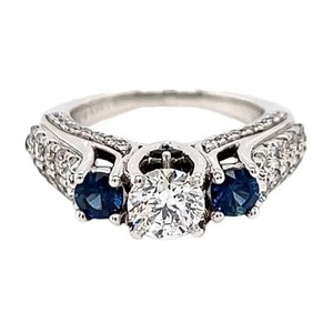 Vera Wang Love Collection Dazzling Diamond & Blue Sapphire Ring Vintage-style Three-stone Ring Antique Channel Set Engagement Ring For Women