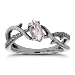 Enchanted Disney Fine Jewelry Marquise Cut Morganite Engagement Ring Dazzling Diamond Villain Maleficent Ring Antique Twist Ring Dainty Ring