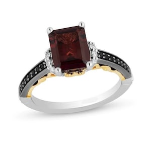 Enchanted Disney Villains Evil Queen Garnet Emerald Engagement Ring in Sterling Silver Disney Eye-Catching Ring Unique Hidden Halo Ring Love