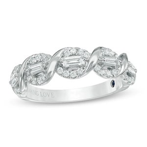 Vera Wang Love Collection 1/4 CT Baguette-Cut Diamond Twist Anniversary Band in 925 Sterling Silver Sophisticated Ring Everlasting Love Ring