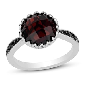 Enchanted Disney Treasures Alice Wonderland Garnet Engagement Ring in Sterling Silver Antique Exquisite Ring Gorgeous Ring Bridesmaid Ring