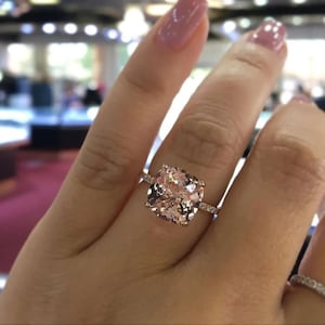Classic 1 CT Cushion Cut Morganite Engagement Ring in 14K Rose Gold Antique Hidden Halo Ring Gorgeous Anniversary Ring Amazing Propose Ring