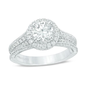 Vera Wang Love Collection 1.5 CT Round Diamond Frame Engagement Ring in 925 Sterling Silver Diamond Stackable Ring Pave Diamond Channel Ring