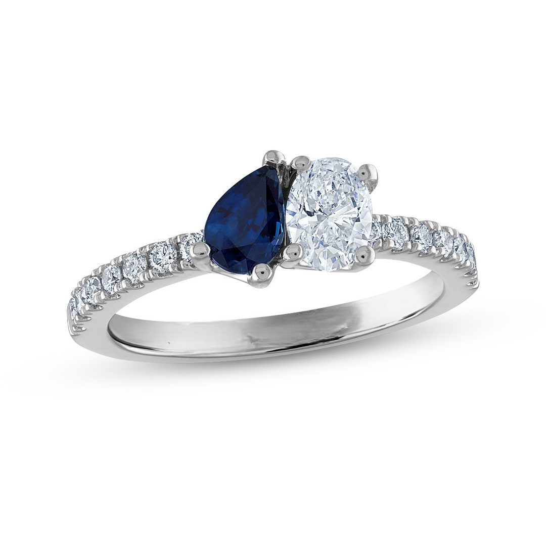Vera Wang WISH Toi Et Moi Verlobungsring Vera Wang Love Collection Sapphire Diamant Ehering in 14K WeiBgold Exquisiter Diamantring Etsy