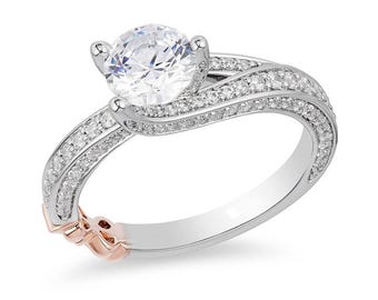 Verzauberte Disney Schneewittchen 1/2 CT Diamant Bogen Verlobungsring in 925 Sterling Silber Exquisite Frauen Versprechen Ring Funkelnde Diamanten Ring
