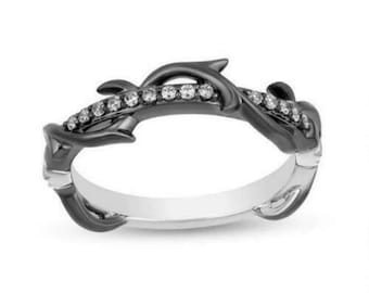 Enchanted Disney Villains Maleficent Diamond Thorn-band in tweekleurig zilver buitengewone verlovingsring stijlvolle Disney-ring Evil Queen-ring