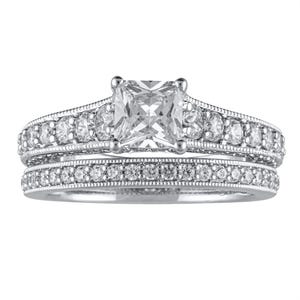 Vintage-style 1/2 Ct Diamond Art Deco Bridal Set Antique Channel Set Engagement Ring Set Edwardian Wedding Band Anniversary Gift Fancy Rings